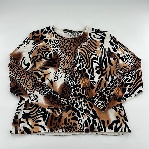 Pierri New York Sweaters - Pierri New York Sweater Women's Size M Zebra Cheetah Animal Print Long Sleeve